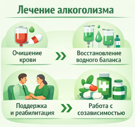 лечение алкоголизма в Рассказово этапы